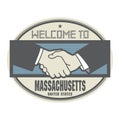 Business concept with handshake and the text Welcome to Massachusetts, United States