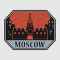 Stamp or label with Moscow Kremlin and text Moscow