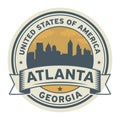 Stamp or label with name of Atlanta, Georgia,