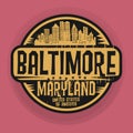 Stamp or label with name of Baltimore, Maryland