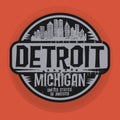 Stamp or label with name of Detroit, Michigan Royalty Free Stock Photo