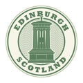 Stamp or label with the name of Edinburgh, Scotland
