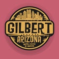 Stamp or label with name of Gilbert, Arizona
