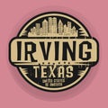 Stamp or label with name of Irving, Texas