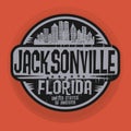 Stamp or label with name of Jacksonville, Florida