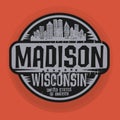 Stamp or label with name of Madison, Wisconsin