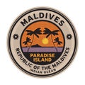 Stamp or label with the name of Maldives Islands