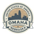 Stamp or label with name of Omaha, Nebraska Royalty Free Stock Photo