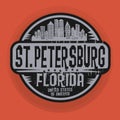 Stamp or label with name of St. Petersburg, Florida