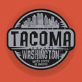 Stamp or label with name of Tacoma, Washington