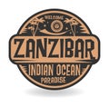 Stamp or label with the name of Zanzibar, Indian Ocean