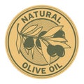 Stamp with the olives and text Natural Olive Oil