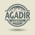Stamp or label with text Agadir, Morocco inside