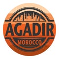 Stamp or label with text Agadir Morocco inside