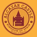 Stamp or label with text Alcazar Castle, Spain