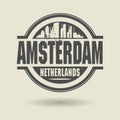 Stamp or label with text Amsterdam, Netherlands inside Royalty Free Stock Photo