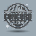 Stamp or label with text Concord, California inside