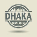 Stamp or label with text Dhaka, Bangladesh inside