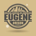 Stamp or label with text Eugene, Oregon inside