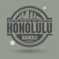 Stamp or label with text Honolulu, Hawaii inside
