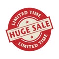 Stamp or label with the text Huge Sale, Limited Time Royalty Free Stock Photo