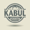 Stamp or label with text Kabul, Afghanistan inside