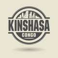 Stamp or label with text Kinshasa, Congo inside