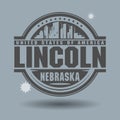 Stamp or label with text Lincoln, Nebraska inside