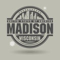 Stamp or label with text Madison, Wisconsin inside