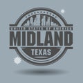 Stamp or label with text Midland, Texas inside