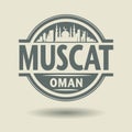 Stamp or label with text Muscat, Oman inside