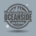 Stamp or label with text Oceanside, California inside