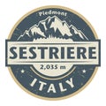 Stamp or label with text Sestriere Italy inside Royalty Free Stock Photo