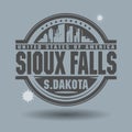 Stamp or label with text Sioux Falls, South Dakota inside