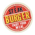 Stamp or label with text Steak Burger