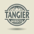 Stamp or label with text Tangier, Morocco inside