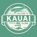 Stamp with the text Welcome to Kauai, Paradise island