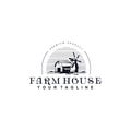 Stamp Label Vintage Retro Farm House logo vector design template inspiration idea Royalty Free Stock Photo