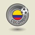 Stamp or label with word Colombia, football theme