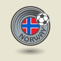 Stamp or label with word Norway, football theme