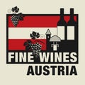 Stamp or label with words Fine Wines, Austria Royalty Free Stock Photo