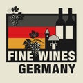 Stamp or label with words Fine Wines, Germany Royalty Free Stock Photo