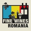 Stamp or label with words Fine Wines, Romania Royalty Free Stock Photo