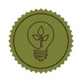 Stamp light bulb flat icon with leaf inside Royalty Free Stock Photo