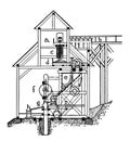 Stamp Mill for Gold Ores, vintage illustration