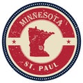 Stamp of Minnesota state. Vector illustration decorative design