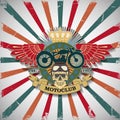 Stamp Moto club with a skull and wings