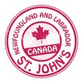 Stamp with name of Canada, Newfoundland and Labrador and St. Johns