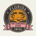 Stamp with name of Florida, The Sunshine State Royalty Free Stock Photo