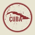 Stamp with the name and map of Cuba Royalty Free Stock Photo